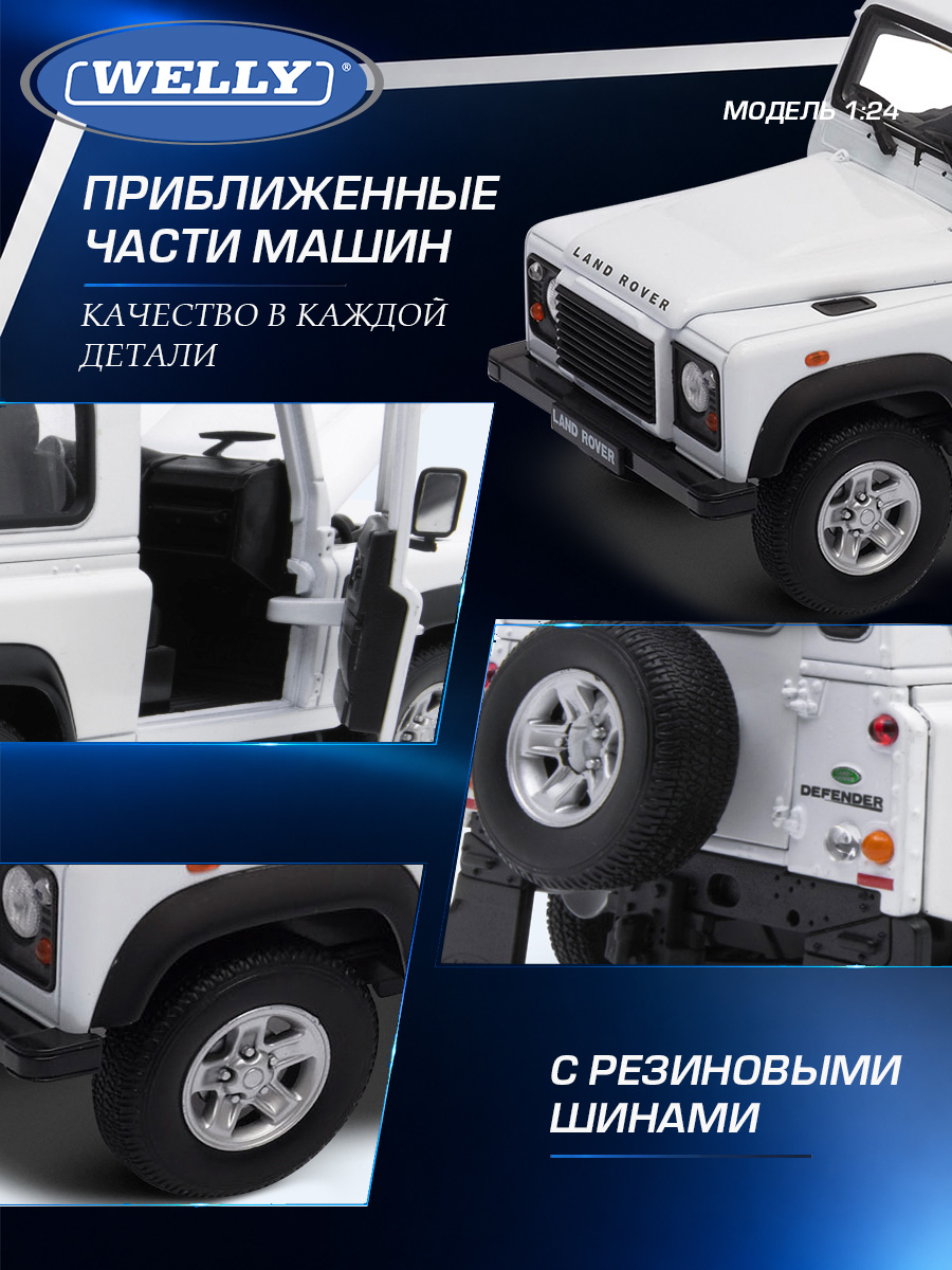 Автомобиль Welly Land Rover Ленд Ровер Дифендер 1:24 WL_22498W - фото 6