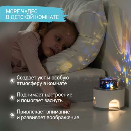 Ночник-проектор ROXY-KIDS музыкальный Звездный домик USB TYPE-C с аккумулятором
