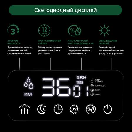 Увлажнитель воздуха ультразвуковой MARTA MT-2696 черный жемчуг верхний залив антивирусная УФ - лампа