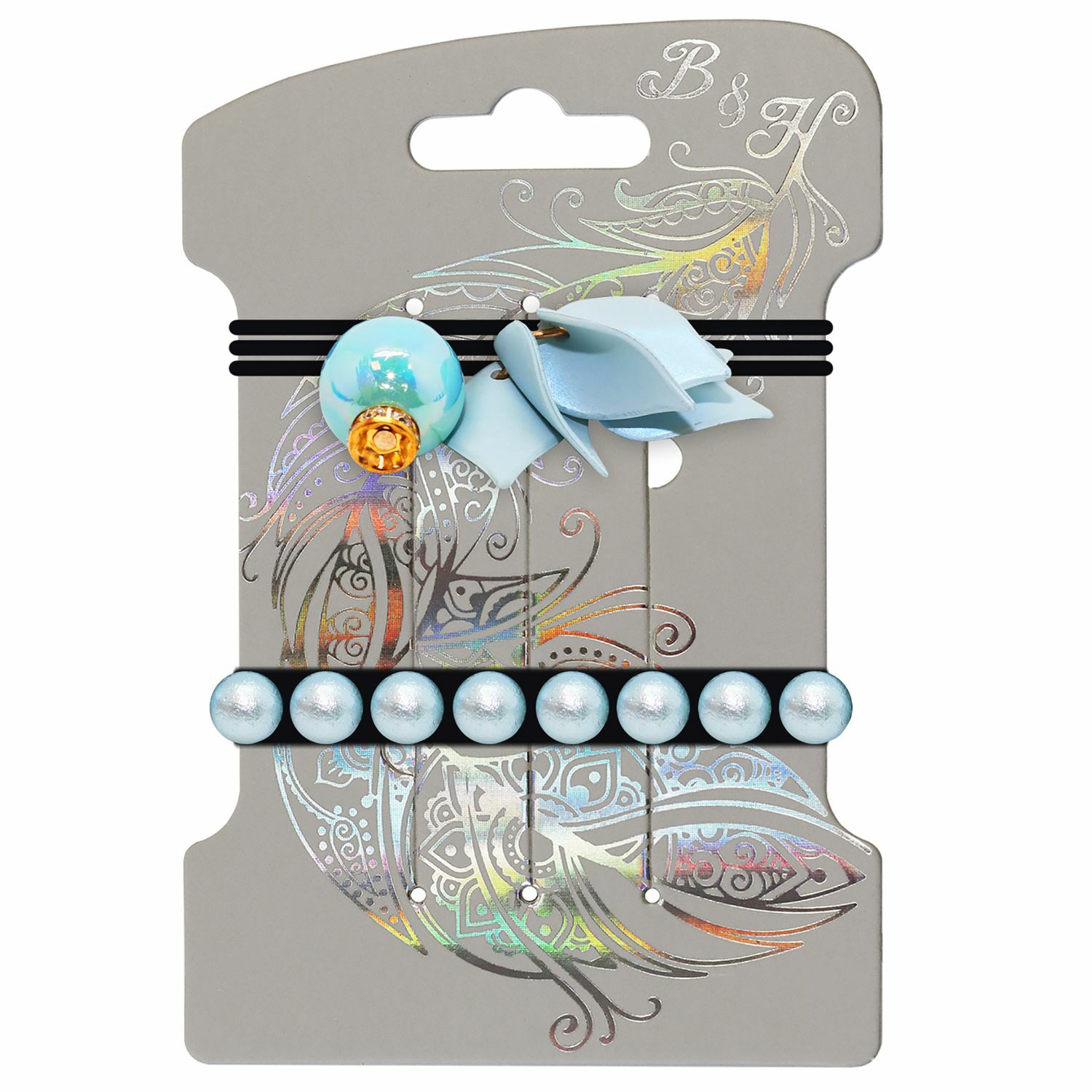 Резинка B and H Жемчужные шарики и цветок 2 шт. - фото 3