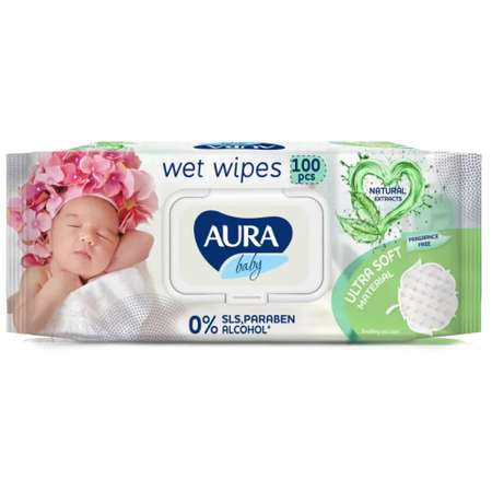 Влажные салфетки AURA 100 шт.
