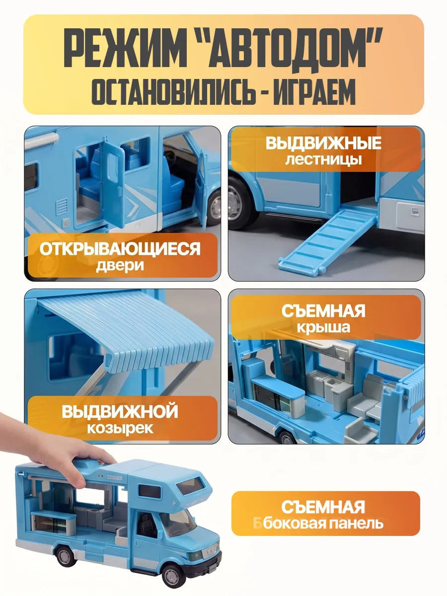 Автомобиль Libom Голубой 1:32 автодом_голубой_BT0320A - фото 6
