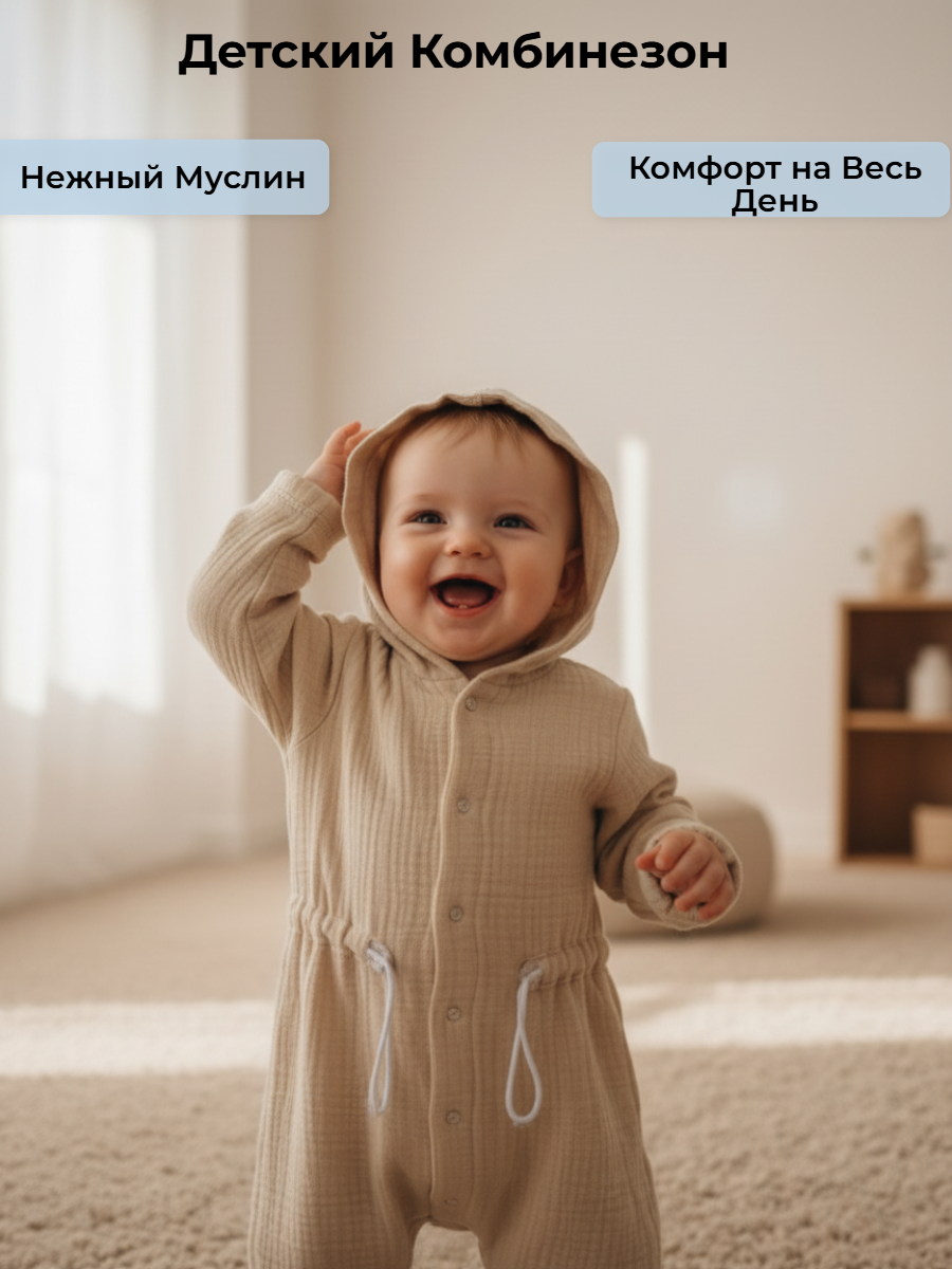 Комбинезон КВАРК лук комбинезон муслиновый для малышей - фото 3