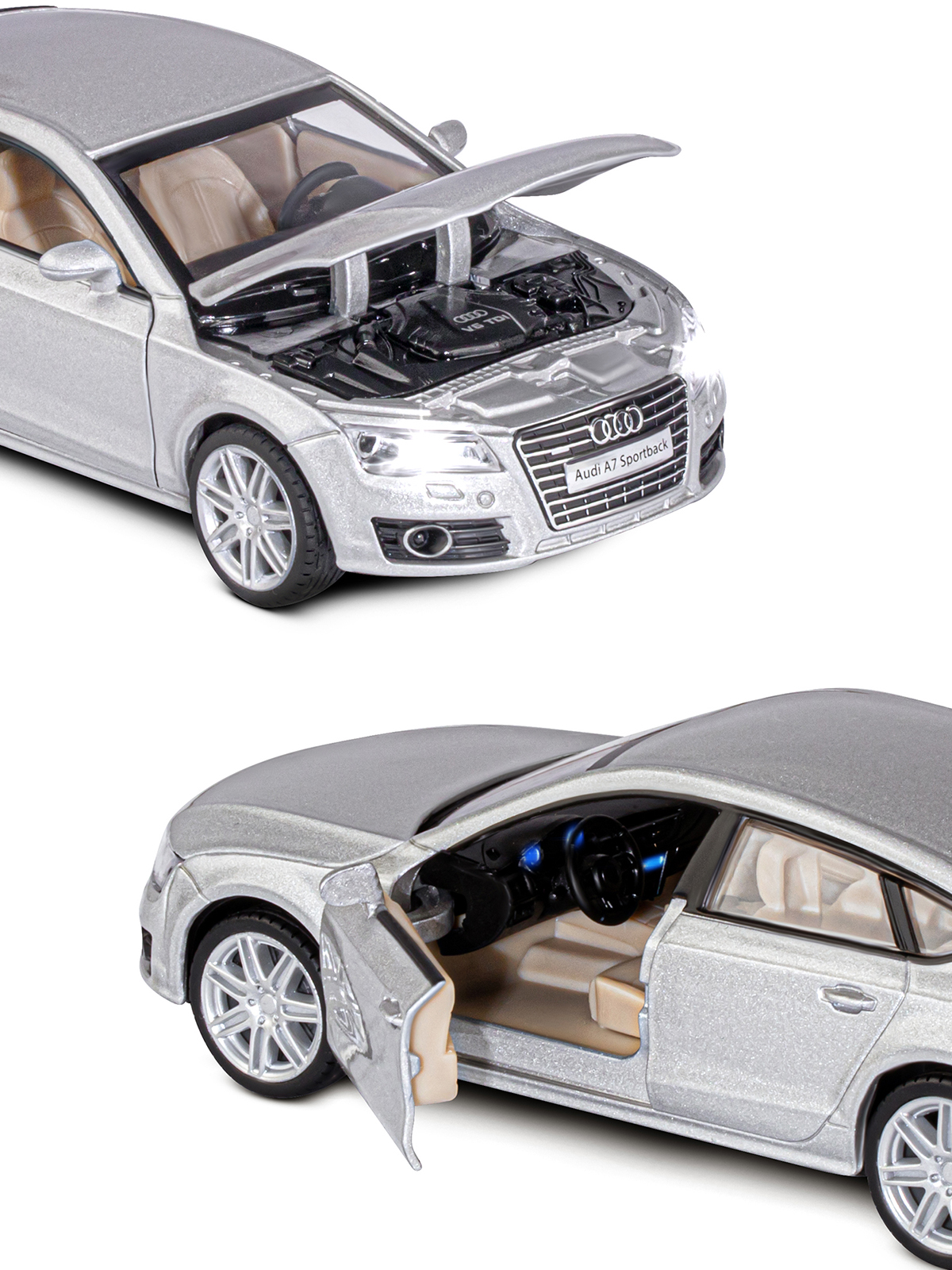 Автомобиль АВТОпанорама Audi A7 1:32 JB1251309 - фото 9