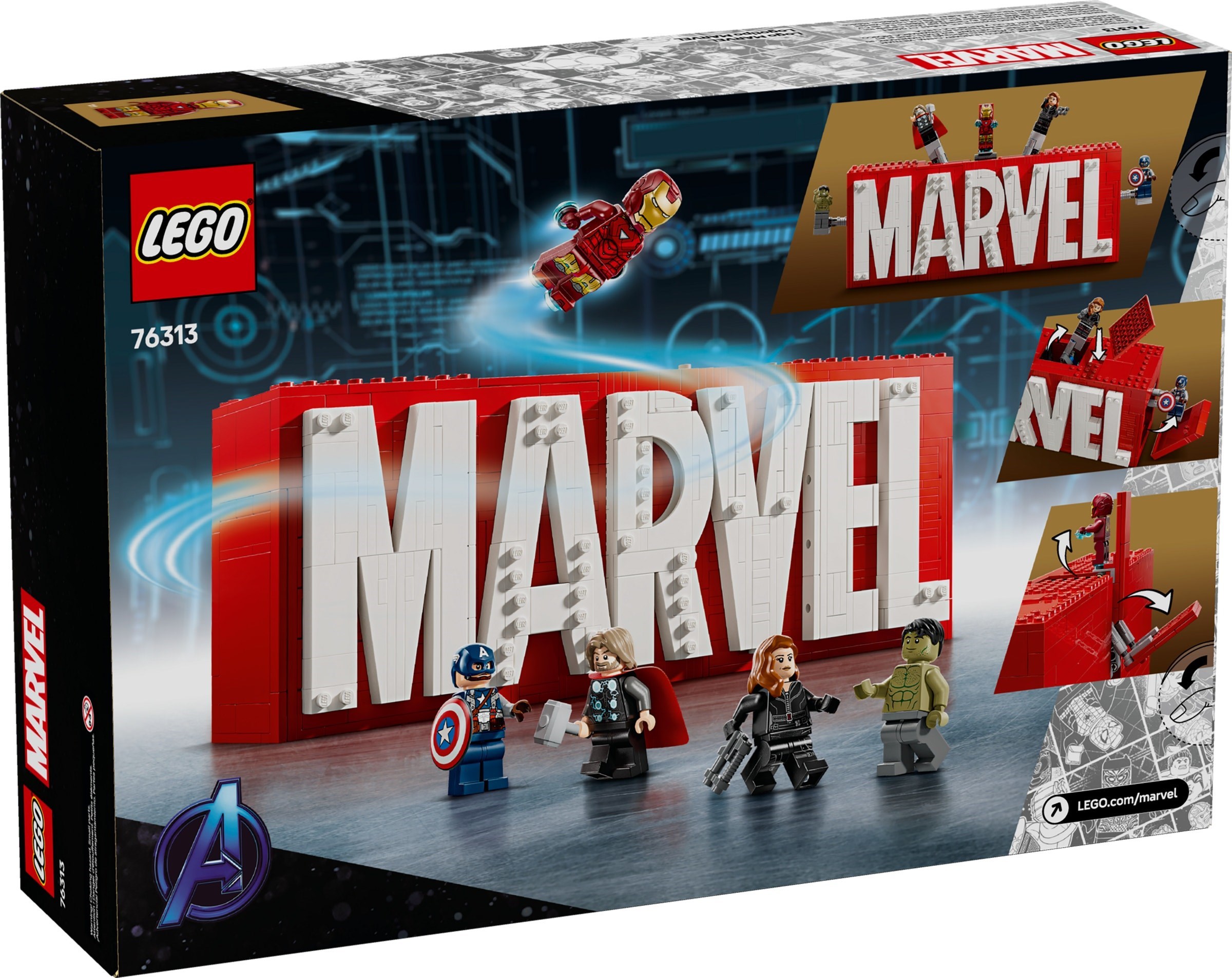 Изображение товара Конструктор LEGO Marvel Super Heroes Логотип и минифигурки 76313 Изображение товара Конструктор LEGO Marvel Super Heroes Логотип и минифигурки 76313