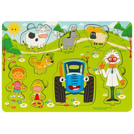 Игрушка Буратино Синий трактор деревянная 376519