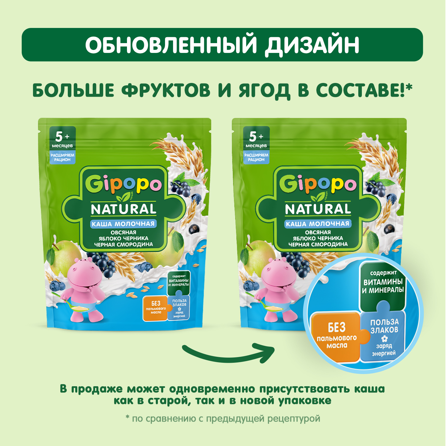 Каша Gipopo молочная овсяная яблоко черника черная смородина 170г с 5 месяцев - фото 5