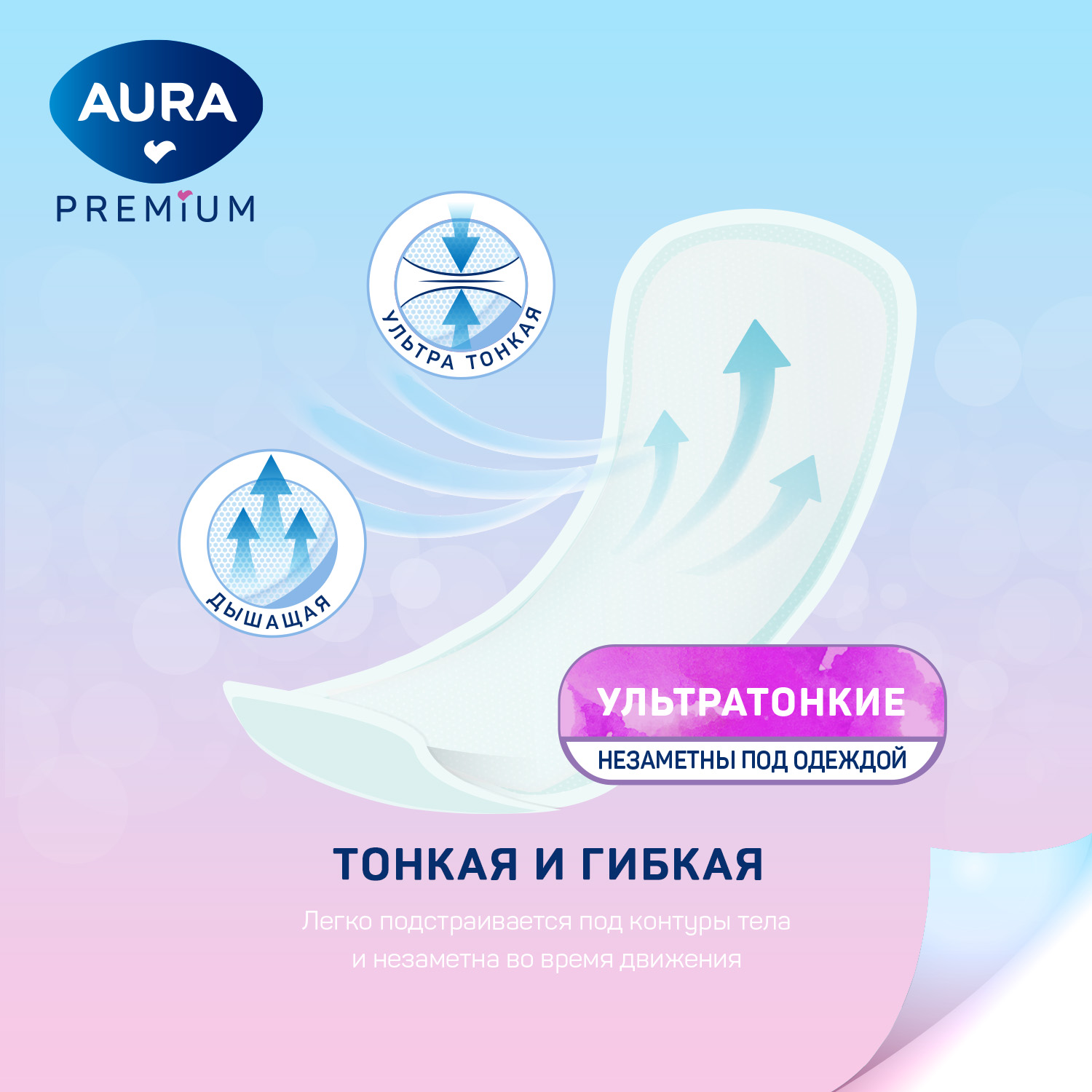 Прокладки ежедневные AURA PREMIUM женские ультратонкие LIGHT 40шт х 6уп - фото 3