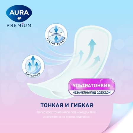 Прокладки ежедневные AURA PREMIUM женские ультратонкие LIGHT 40шт х 6уп