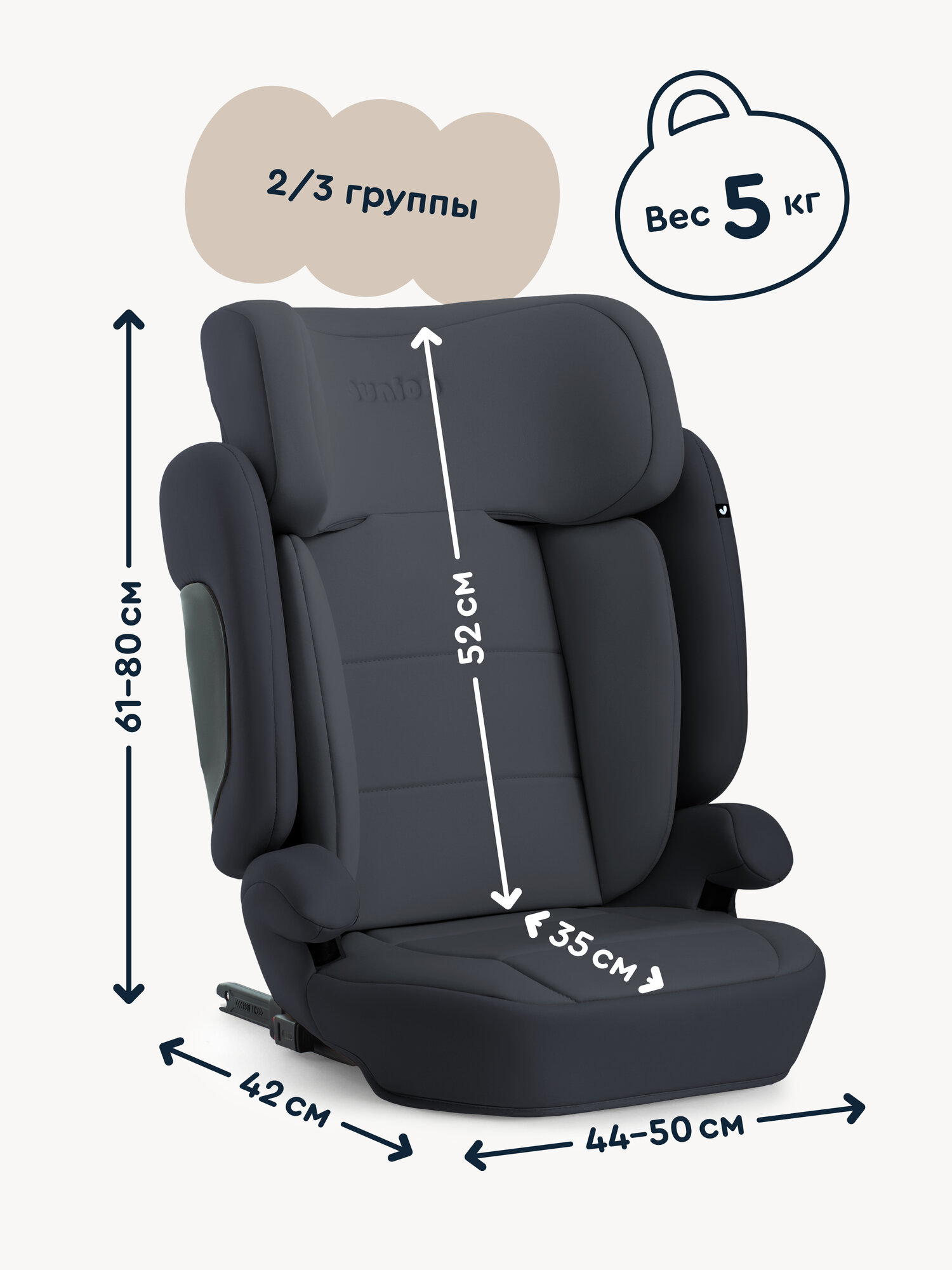Автокресло Junion Lio Isofix 2/3 (15-36 кг) черный - фото 3