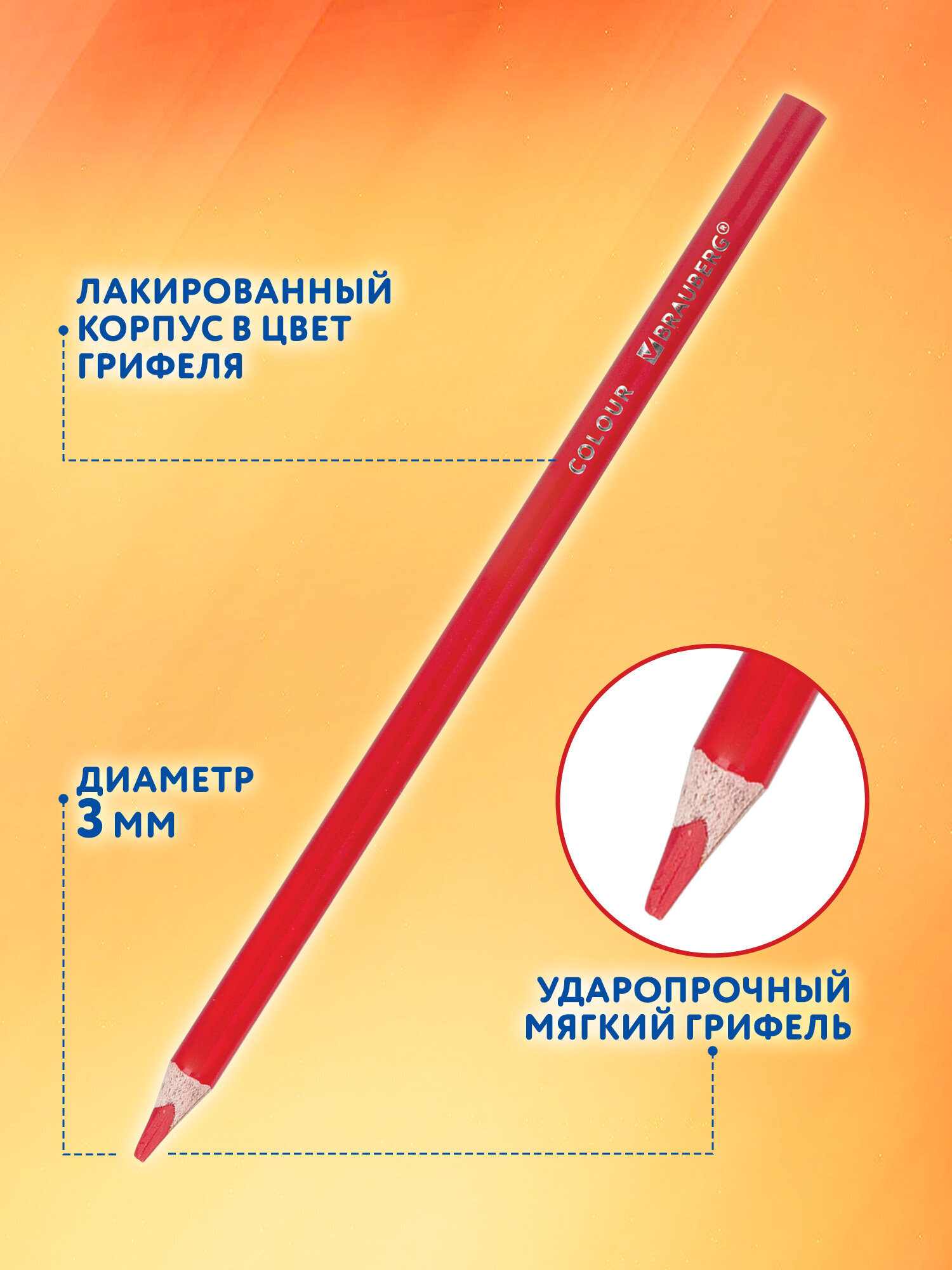 Карандаши цветные Brauberg 26 шт. - фото 4