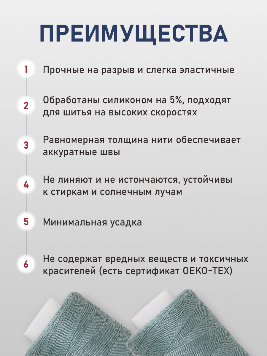 Нитки для шитья 40/2 Bestex 10шт цв 316 - фото 3