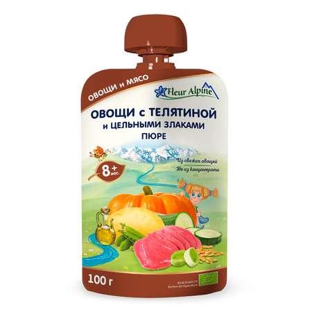 Пюре Fleur Alpine Овощи-телятина-цельные злаки с 8 мес 100 г