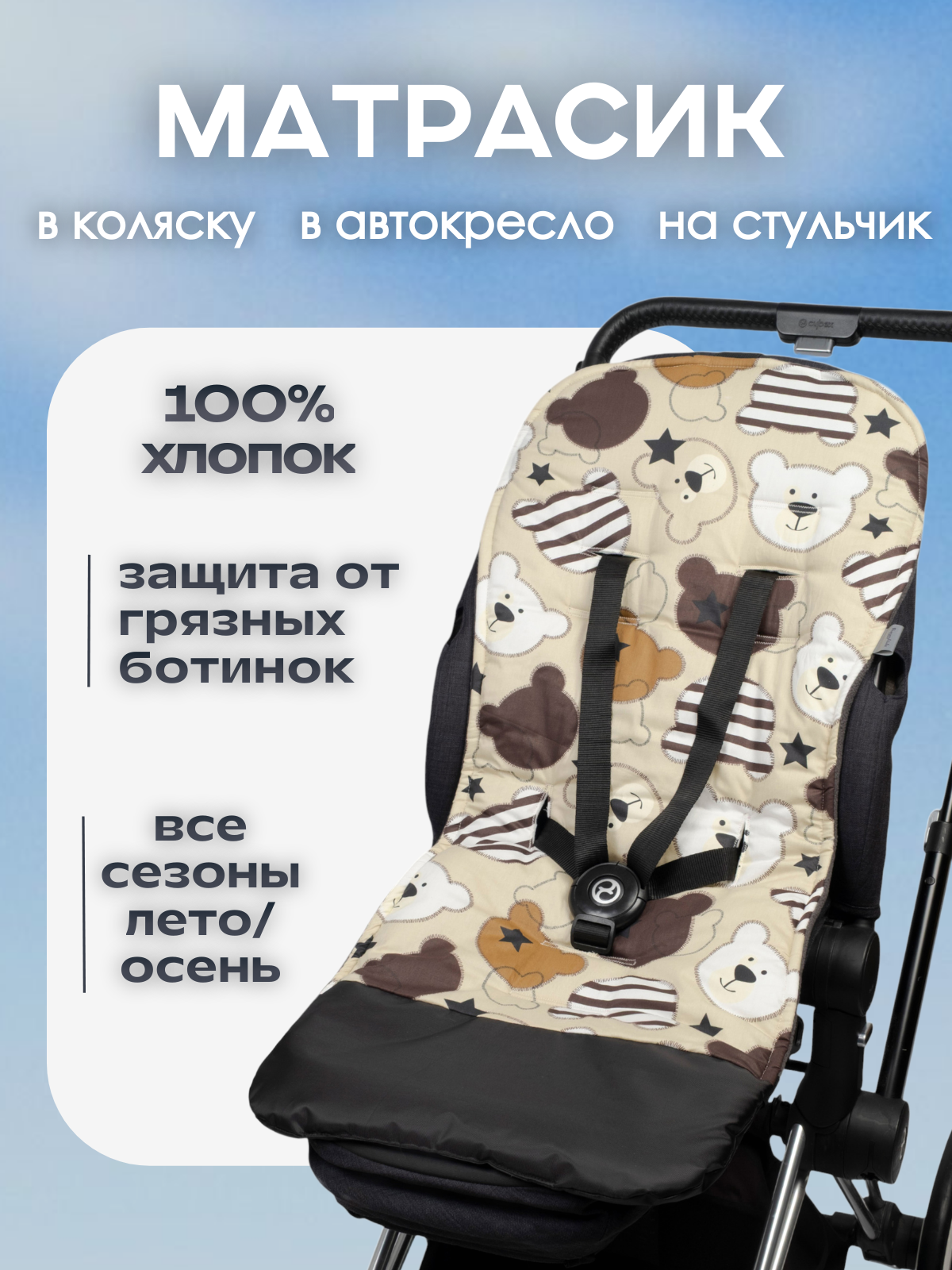 Двухсторонний матрасик для коляски 2050/004 - фото 1