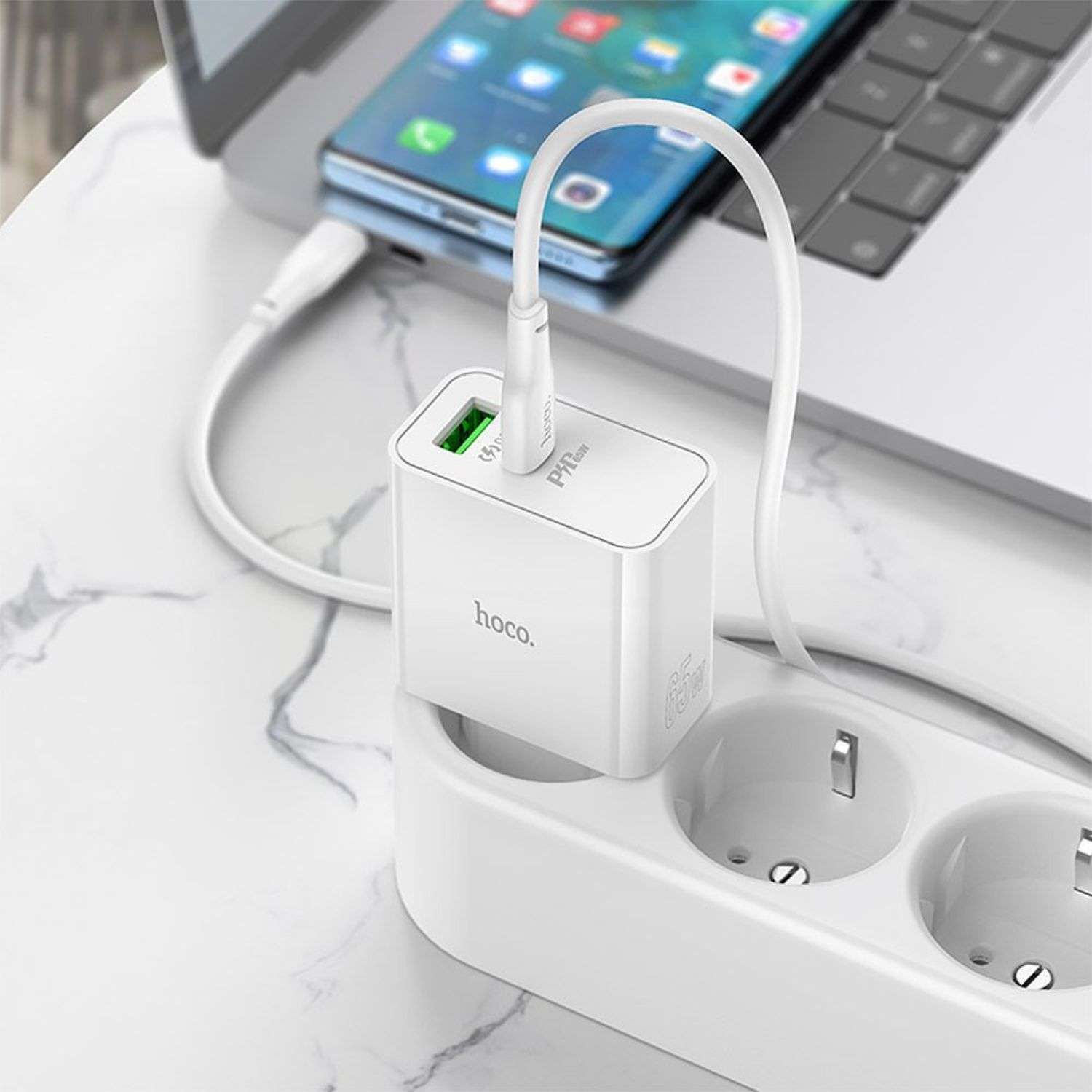 Сетевое зарядное устройство hoco C113A 1*USB 1*USB-C 3А - фото 4