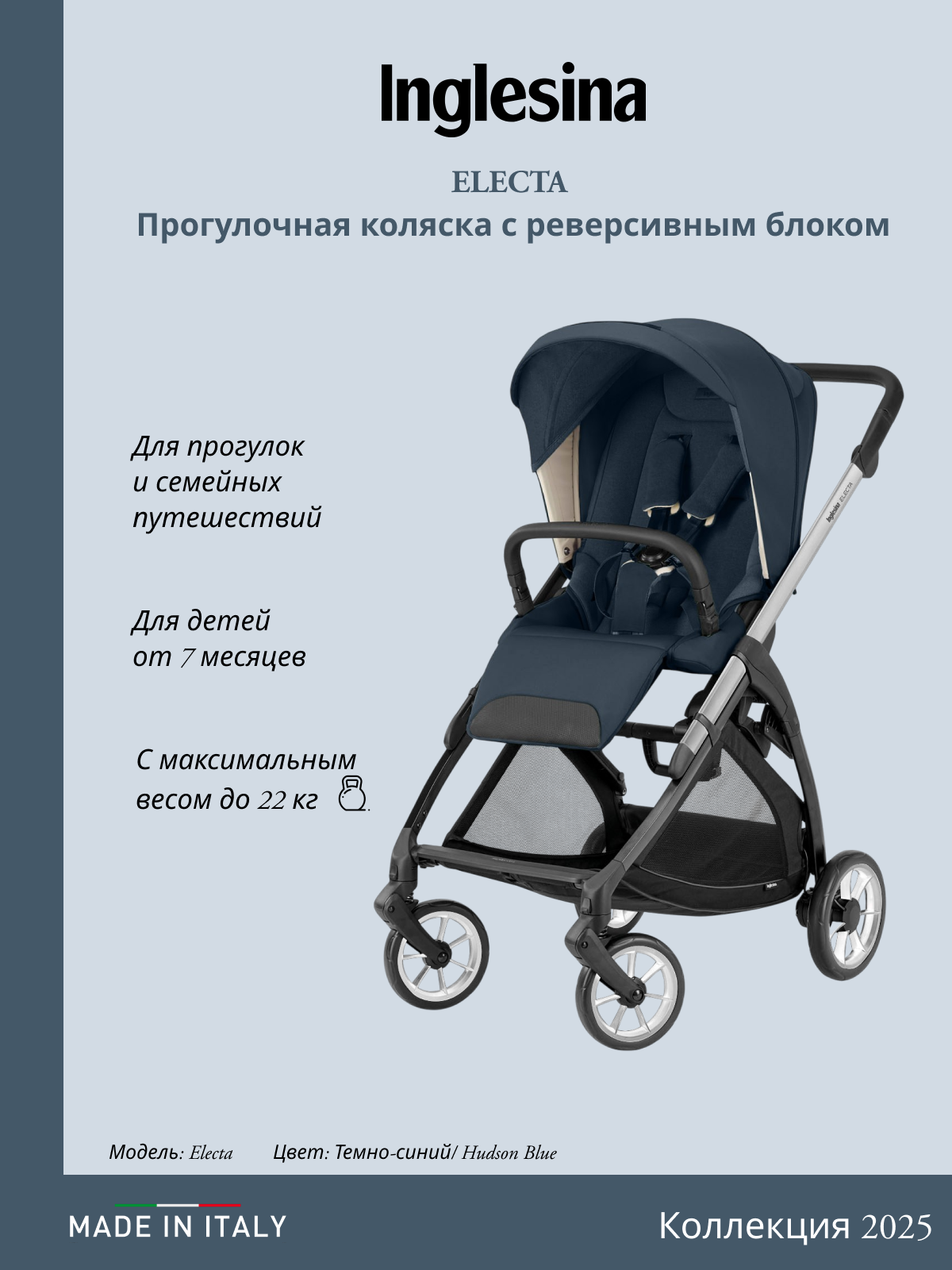 Коляска 3в1 Inglesina синий - фото 22