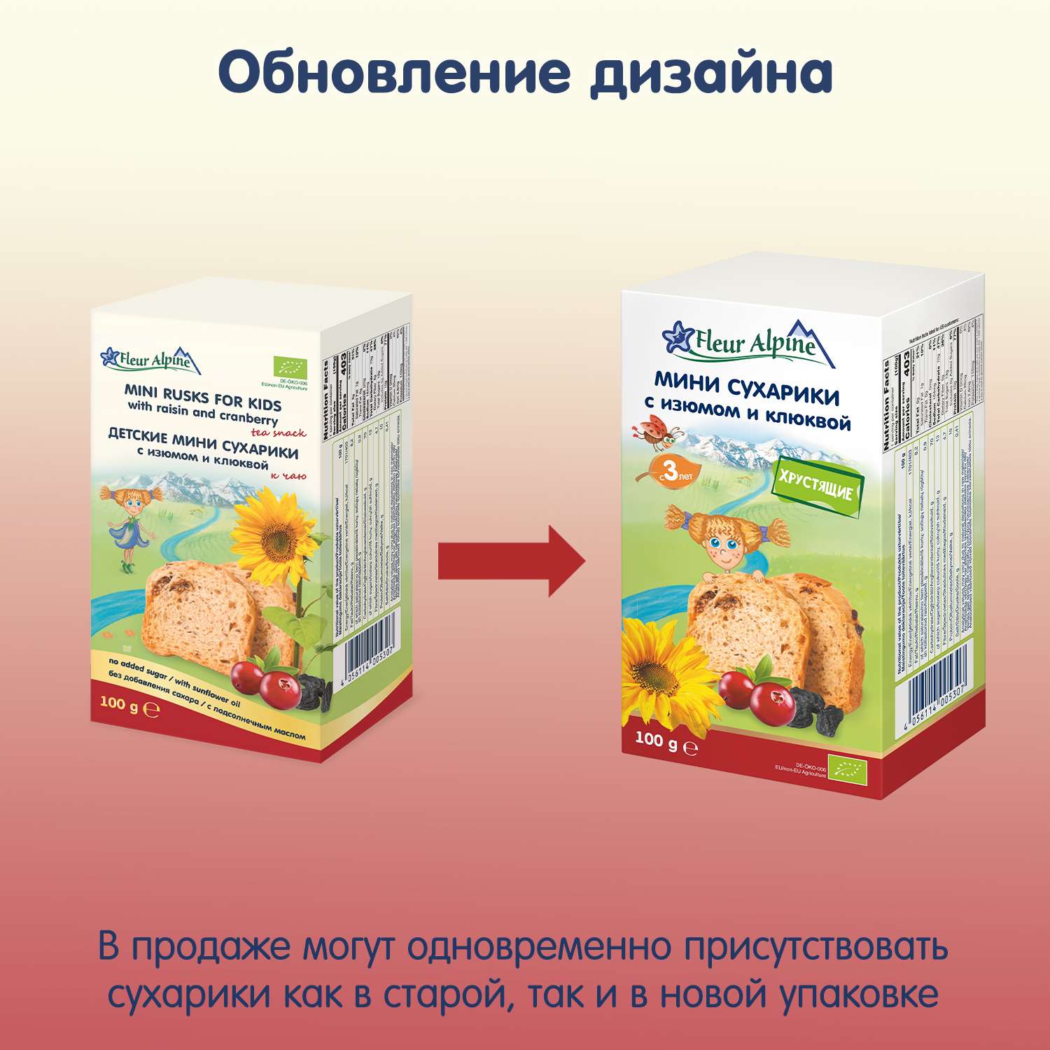 Сухарики Fleur Alpine Органик мини изюм-клюква 100г с 3лет - фото 10