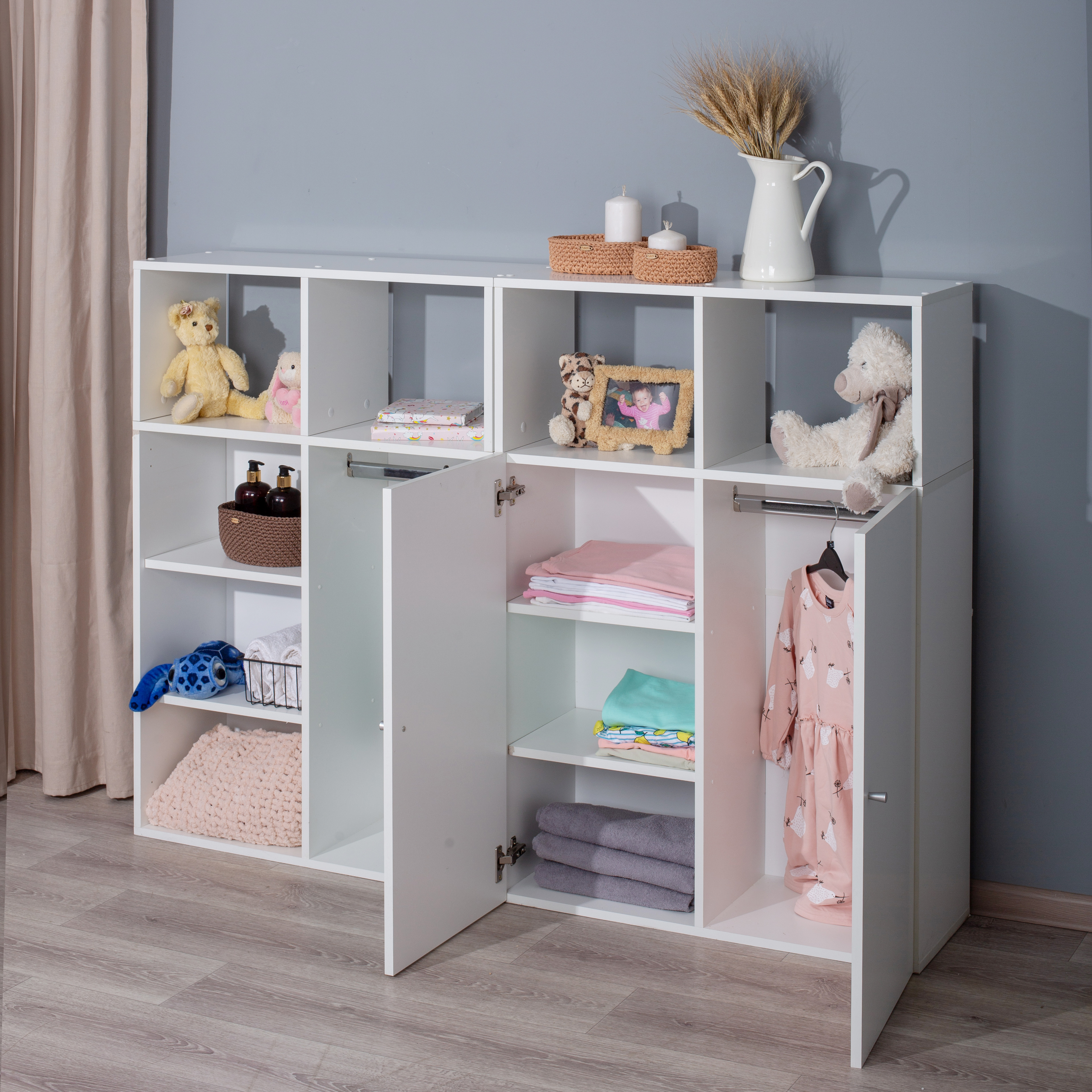 Шкаф стеллаж LETTA Детский Белое гладкое 780*1100*292 - фото 8