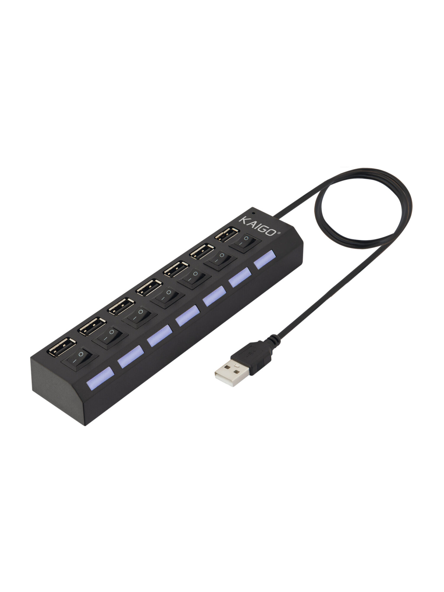 Хаб разветвитель KAIGO с выключателями 7xUSB 2.0 кабель 50 см - фото 3