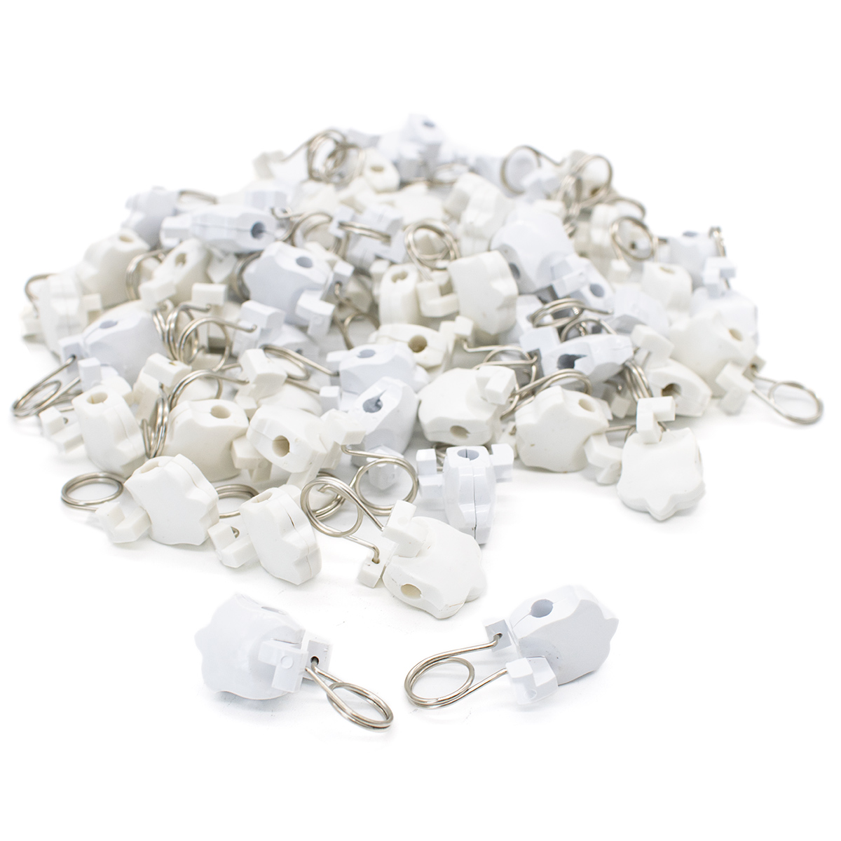 Зажим для штор Айрис пластиковый с металлической петлей для струнных карнизов 36 мм 60 шт белый никель - фото 3