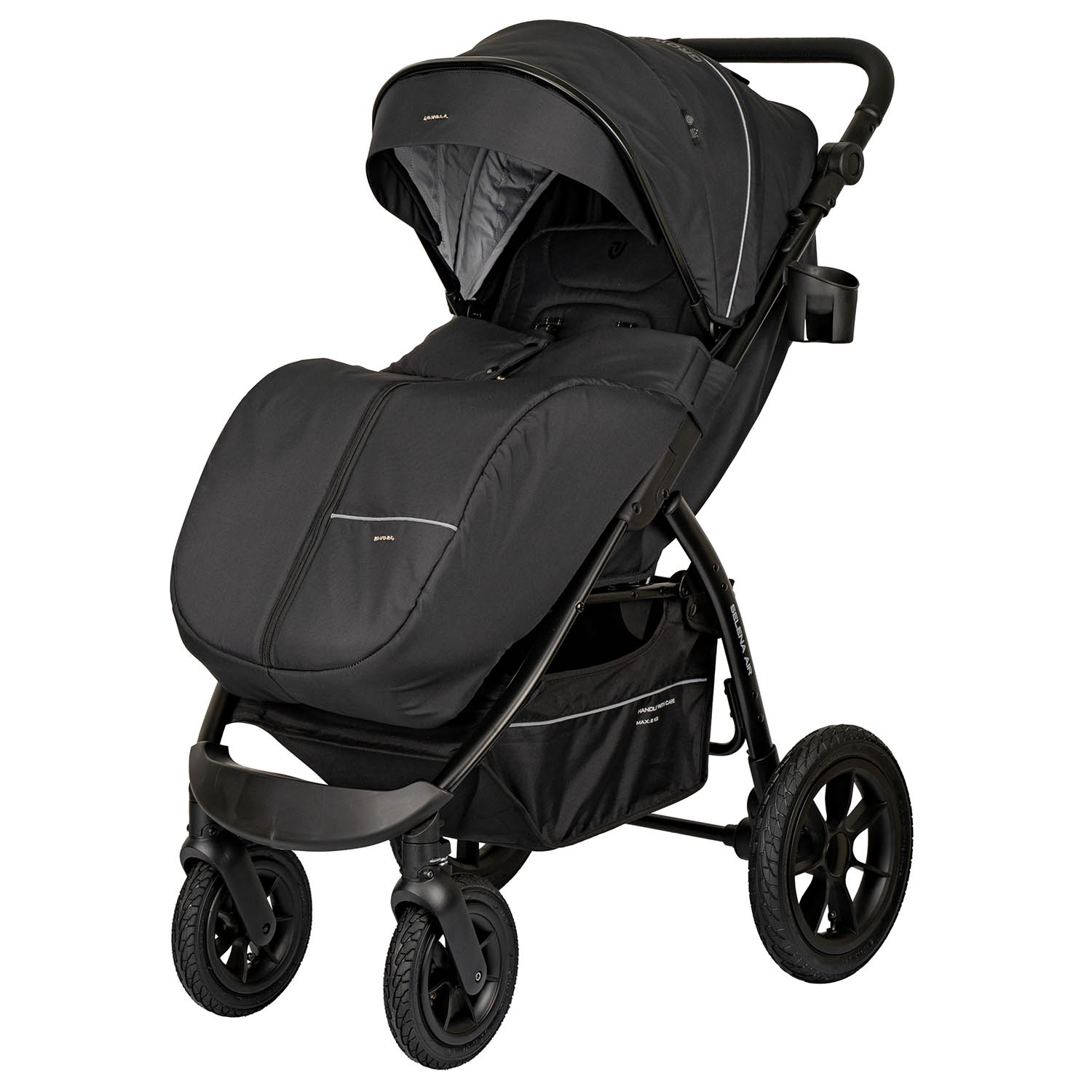 Коляска прогулочная JOVOLA SELENA Air 25 с сумкой черный - фото 14