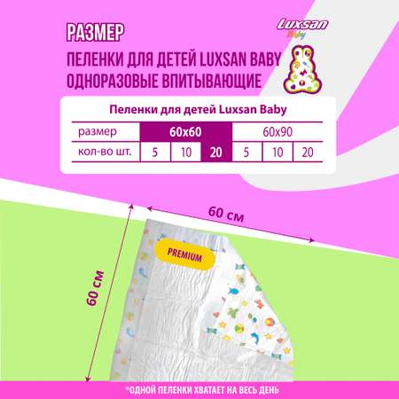 Пелёнки одноразовые Luxsan 60х60 см 2 шт.