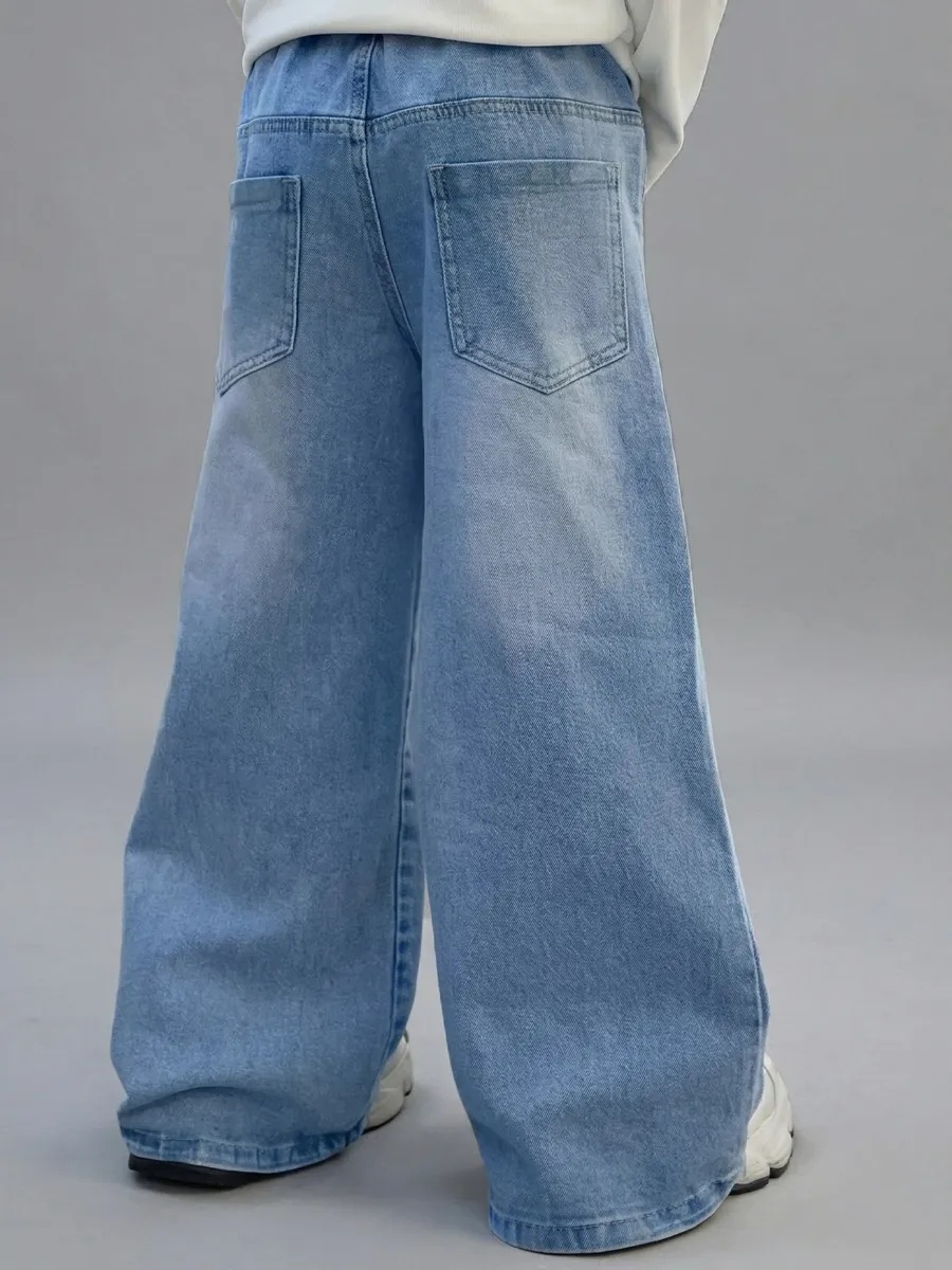 Джинсы iUkoworld Джинсы для девочки широкие палаццо на резинке - фото 3