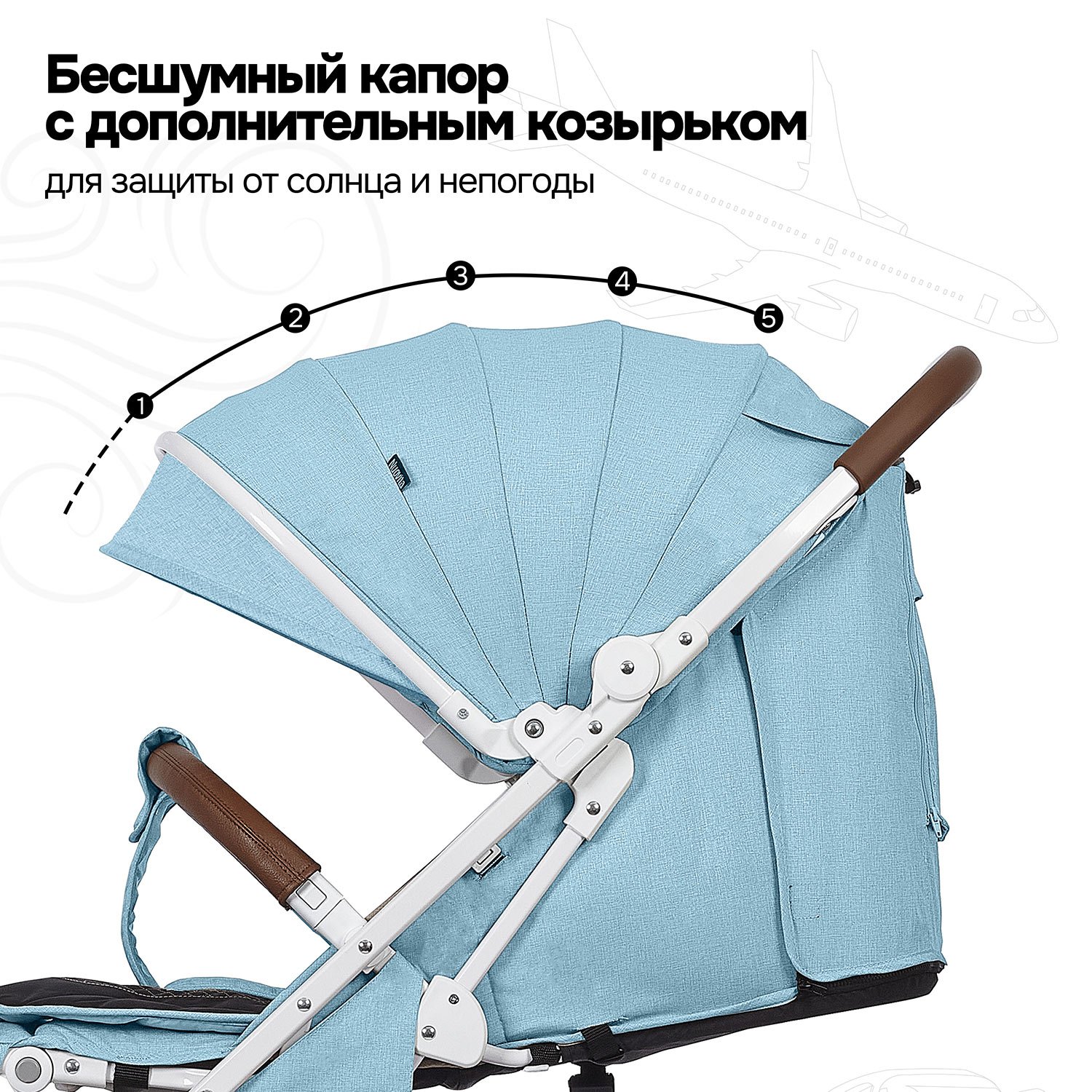 Коляска прогулочная Nuovita Giro Lux голубой - фото 8