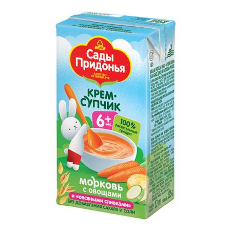Пюре Сады Придонья из моркови кабачков и картофеля с овсяными сливками 125г с 6 месяцев