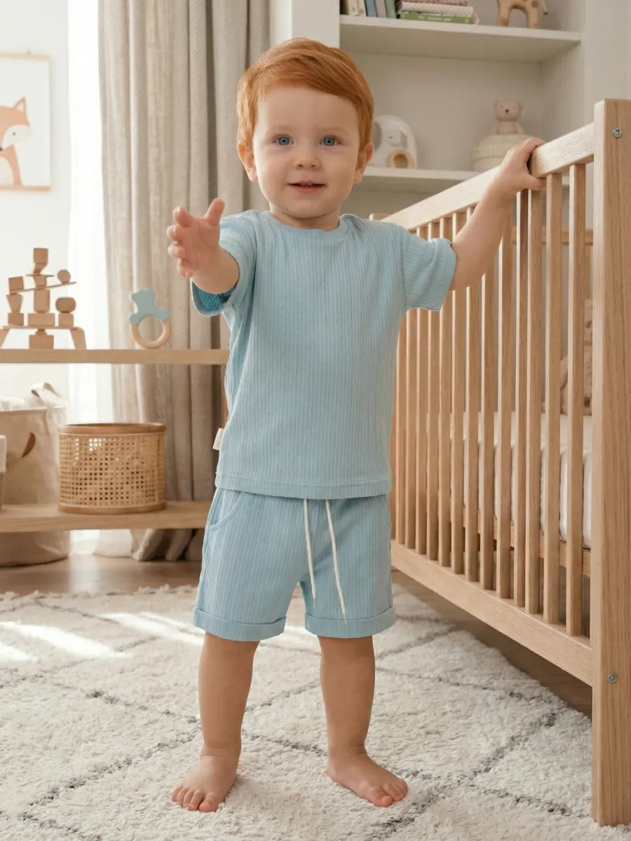 Костюм Супер Пупс кост/2пр/ажурриб/голубой - фото 3