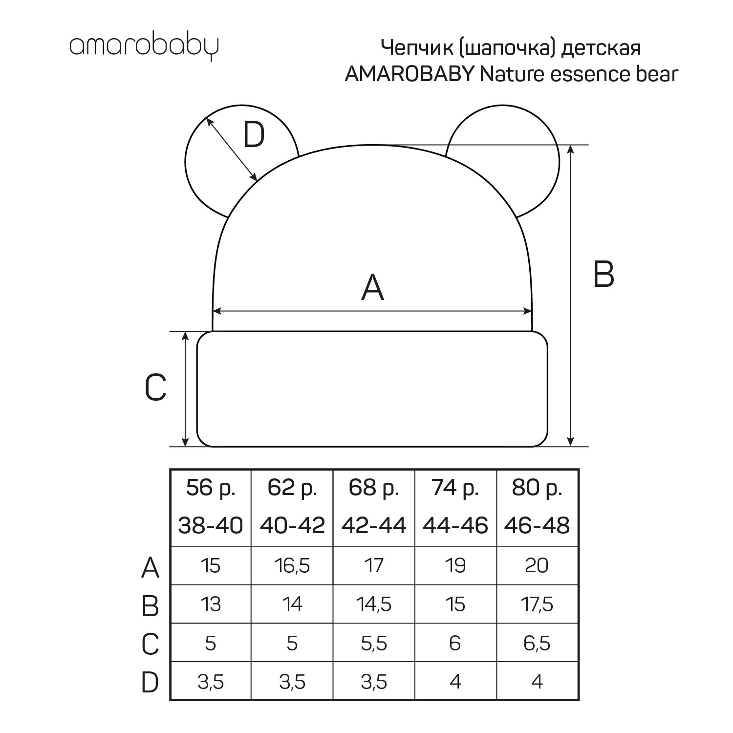 Шапочка Amarobaby AB-OD22-NE16Be/06 - фото 8
