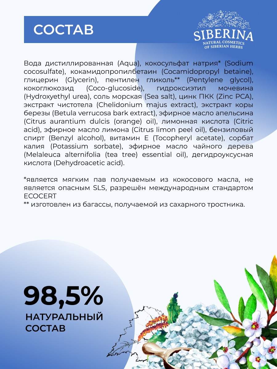 Гель для душа Siberina профилактика высыпаний 200 мл - фото 7