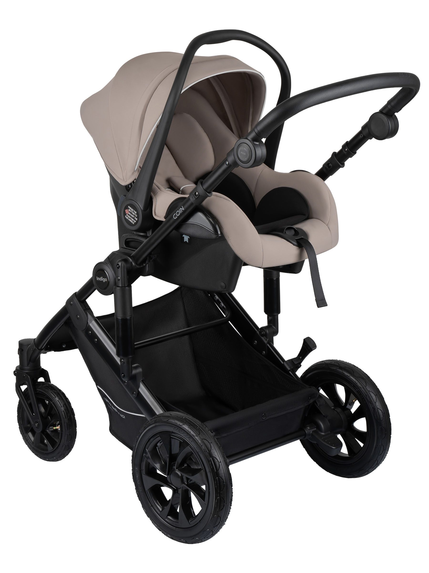 Коляска 3в1 Indigo Coin бежевый - фото 2