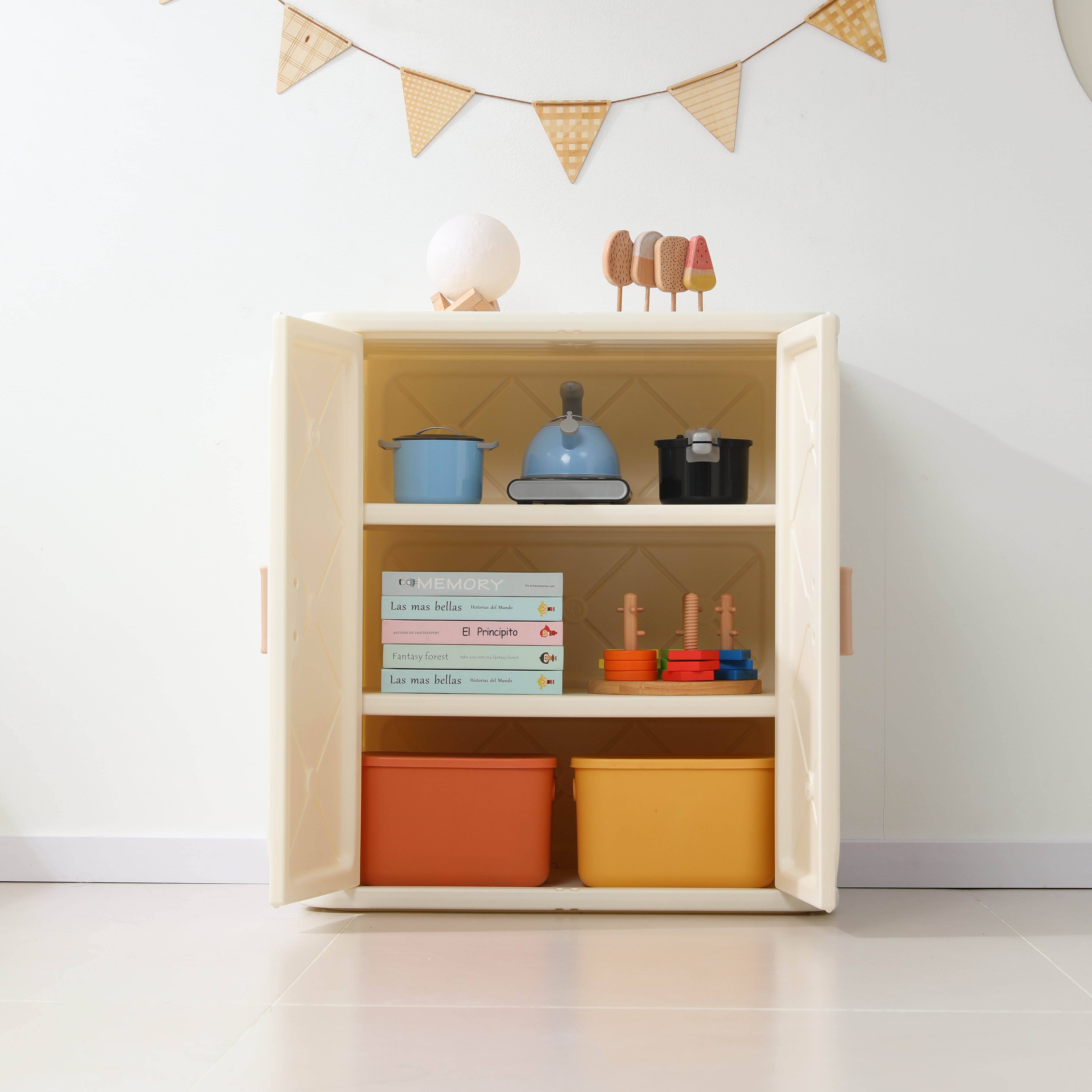 Шкаф UNIX Kids Locker 3 shelfs Camel - фото 17