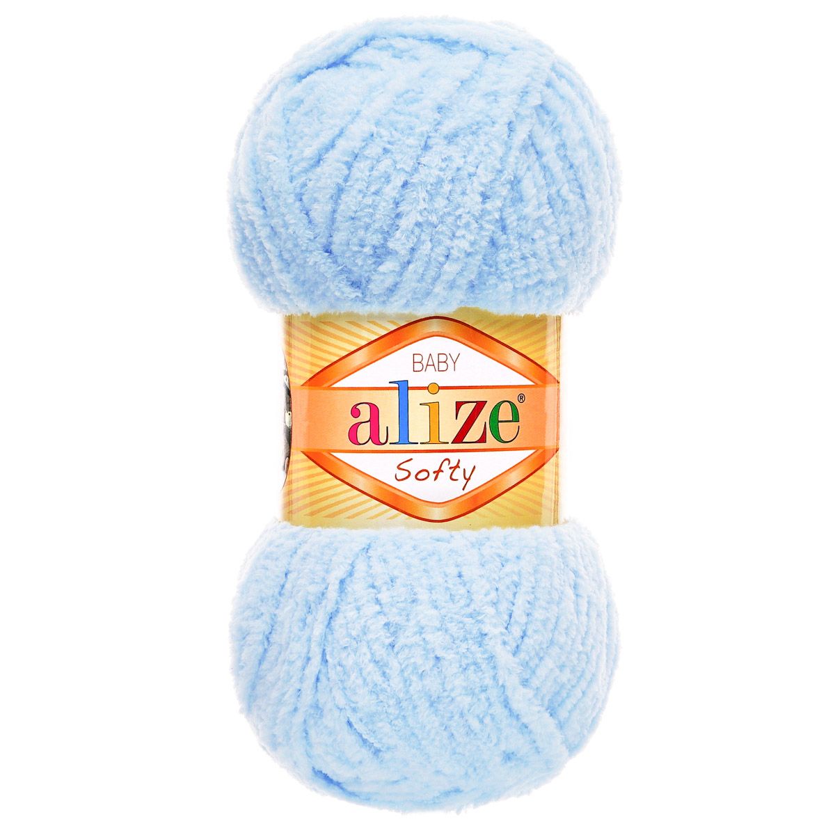 Пряжа для вязания Alize softy 50 гр 115 м микрополиэстер мягкая фантазийная 183 светло-голубой 5 мотков - фото 4