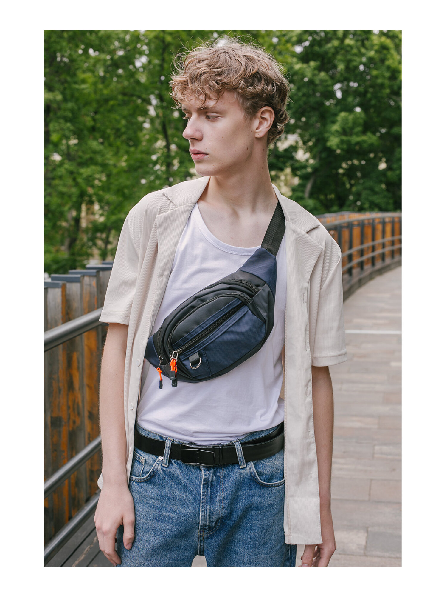 Сумка HEIKKI синий/оранжевый поясная - фото 15