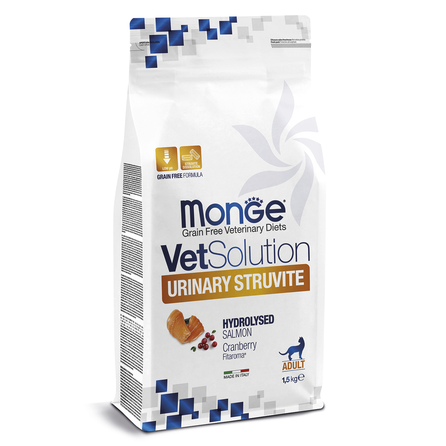 Корм для кошек диетический MONGE VetSolution Cat Urinary Struvite при струвитном течении МКБ 1.5кг - фото 1
