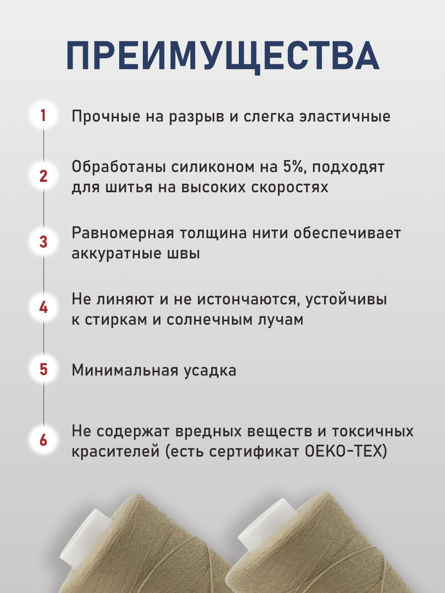 Нитки Bestex 40/2 400 ярд 10шт 251 серо-пастельно-болотный - фото 3