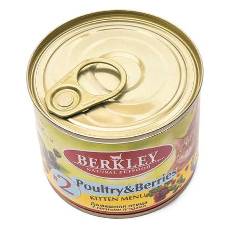 Корм влажный для котят Berkley 200г №2 домашняя птица с лесными ягодами консервированный