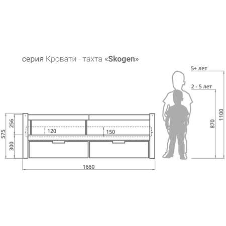 Кровать-тахта Бельмарко Svogen Графит-Белый