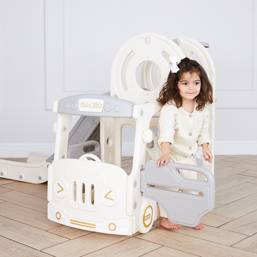 Игровой комплекс UNIX Kids Bus grey с горкой и баскетбольным кольцом - фото 10