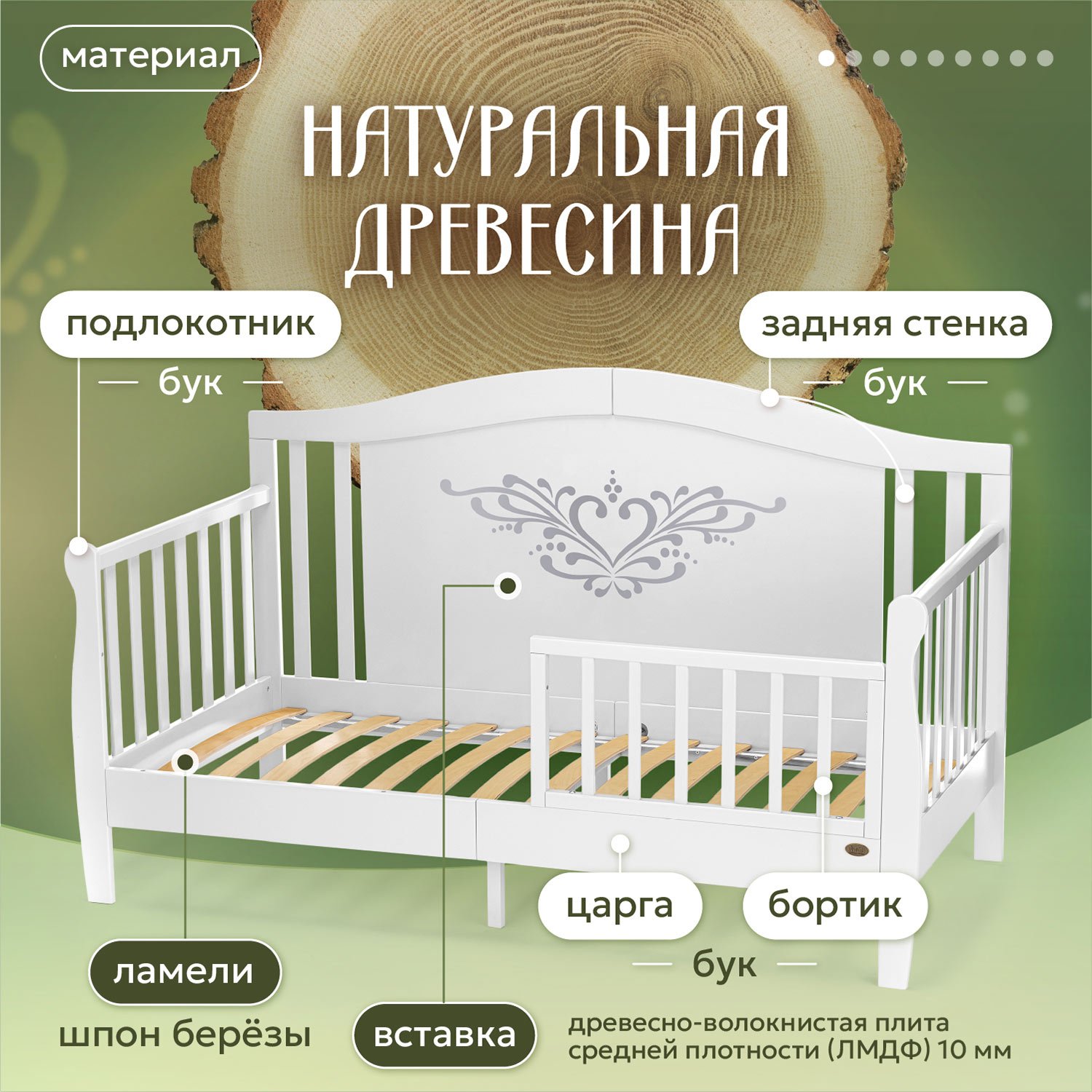 Детская кроватка Nuovita, без маятника (белый) - фото 3
