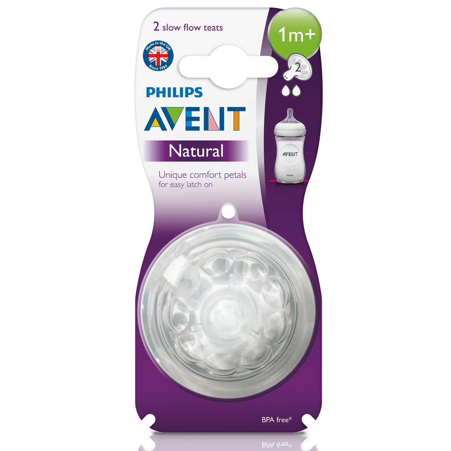 Соска Philips Avent Natural силикон (медленный поток) 2 шт. - фото 2