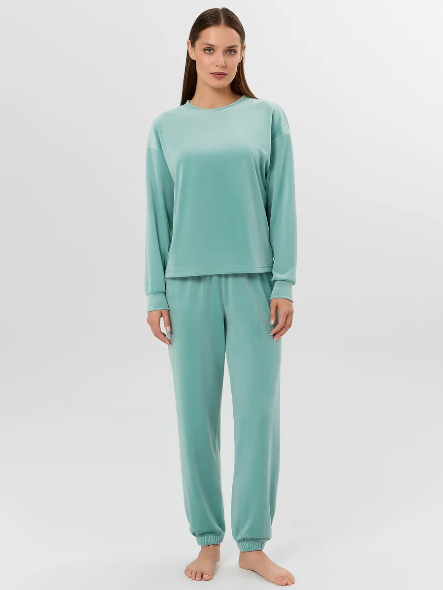 Изображение товара Пижама Mark Formelle велюровая женская комплект джемпер и брюки модный уютный Изображение товара Пижама Mark Formelle велюровая женская комплект джемпер и брюки модный уютный