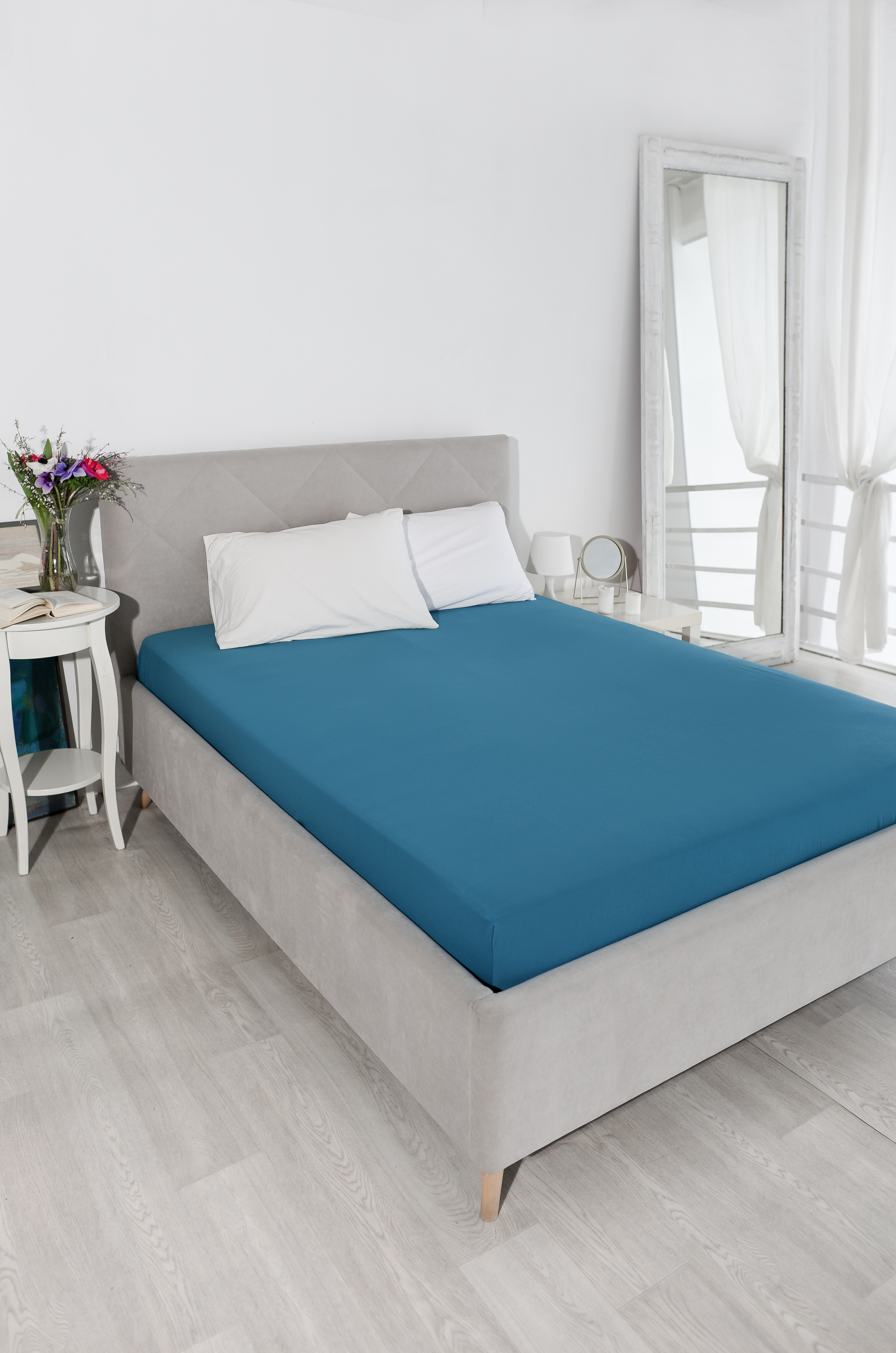 Простыня Селтекс морская волна 90 x 200 см на резинке - фото 1