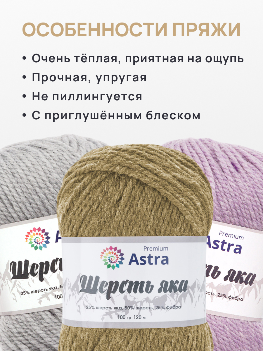 Пряжа для вязания Astra Premium Шерсть яка 100 г 120 м 2 шт - фото 3