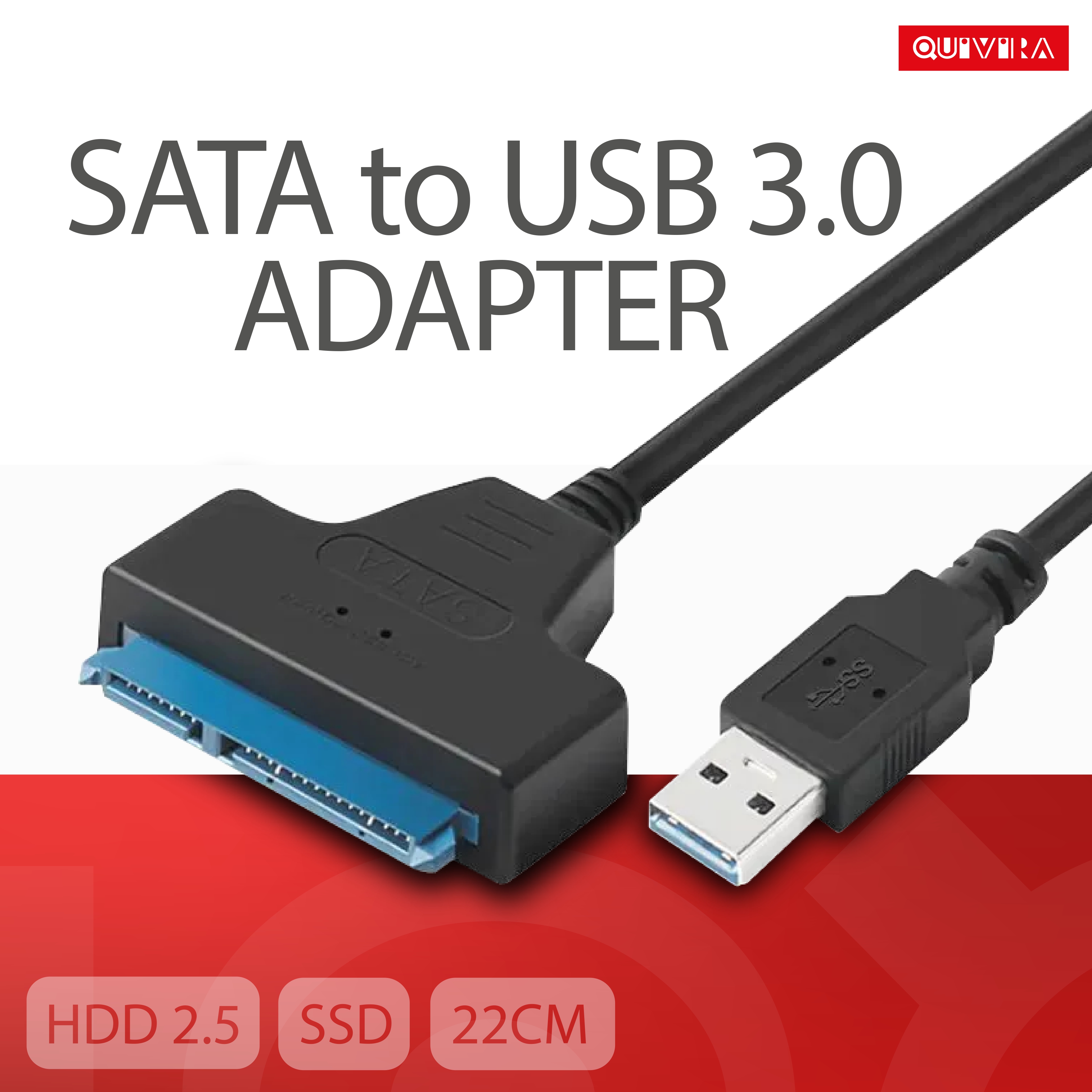 Кабель-переходник QUIVIRA SATA - USB 3.0 для HDD 2.5 / SSD 22 см SATA - фото 1