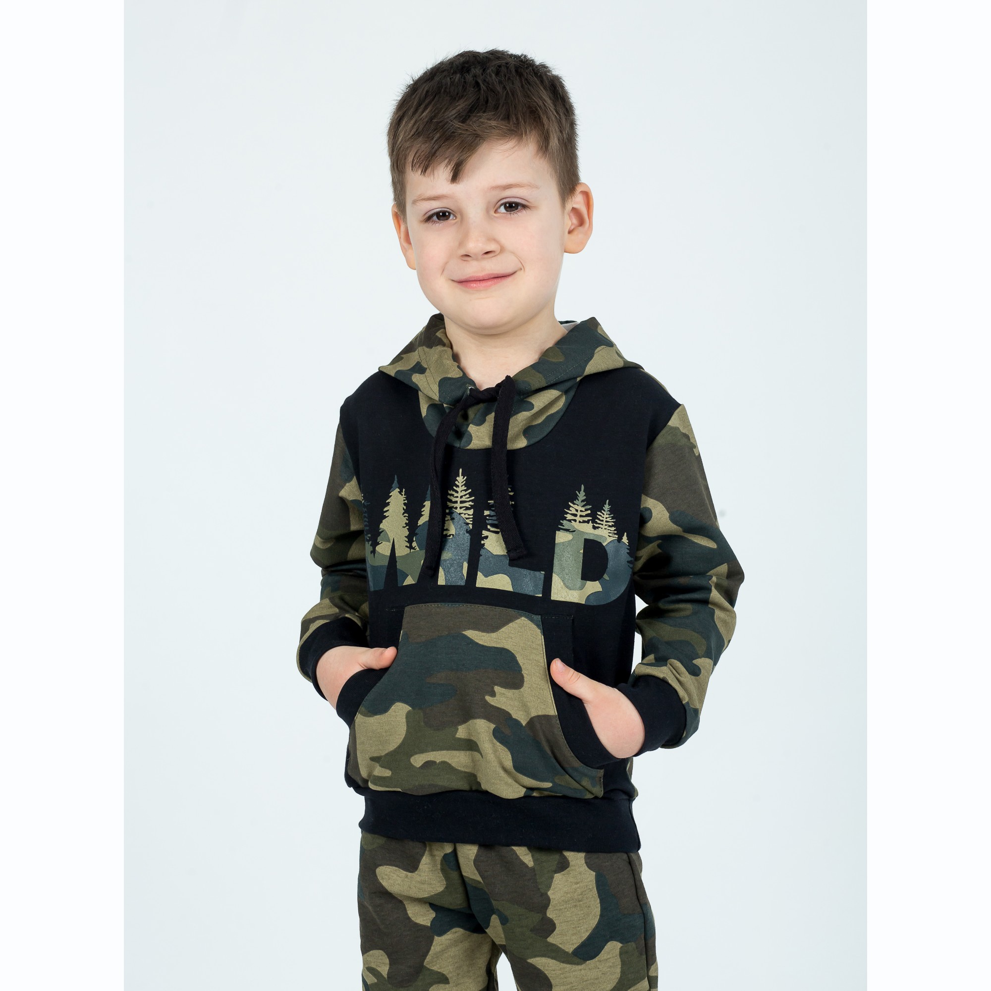 Костюм спортивный KiMMi Baby КБ-1308747 хаки черный лес - фото 3