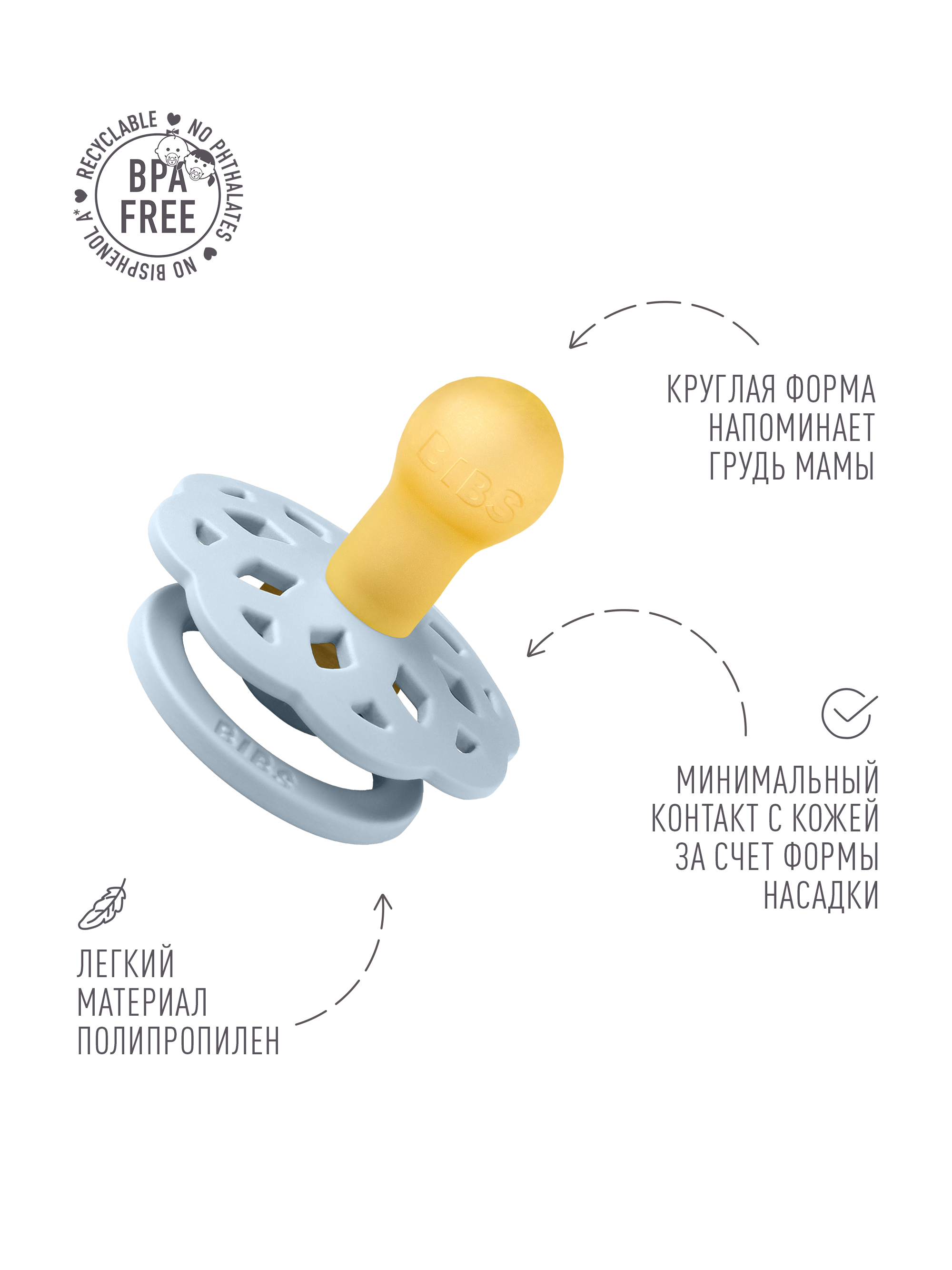 Пустышка BIBS латекс классическая от 0 мес. в ассортименте - фото 3