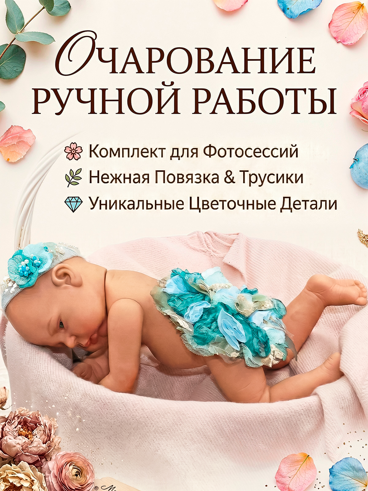 Изображение товара Костюм для фотосессии SHARKTOYS Цветочек 0-3 мес.